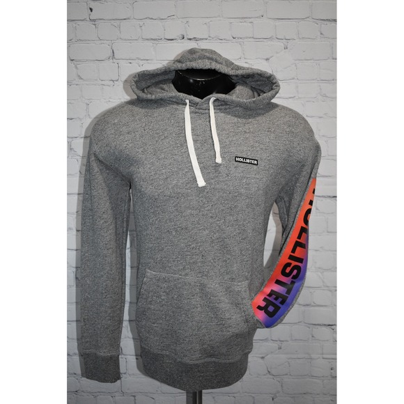 Hollister Hoodie Mens Medium Gray Graphic Pullover Sweatshirt - Picture 11 of 11